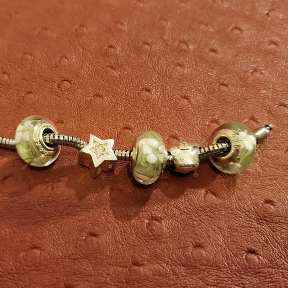 Gnoce Stainless Steel Bracelet with 925 Sterling Silver Charms like Pandora